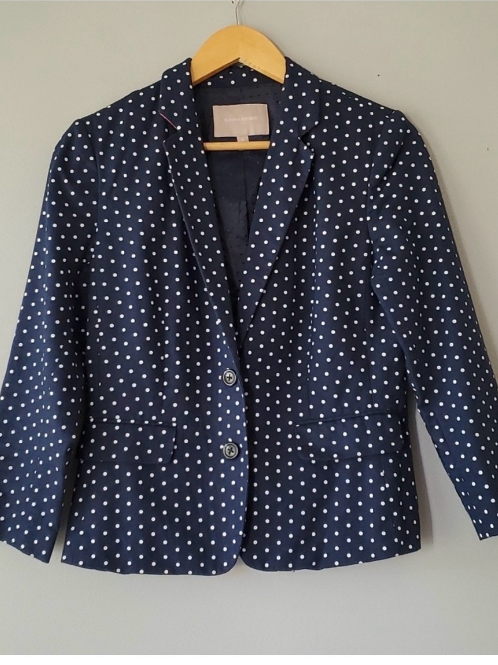 Banana Republic Navy Blue Polka Dot Women's Blazer